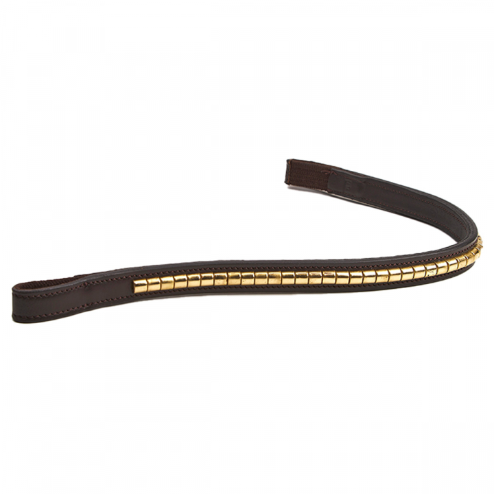 Stirnband Klinker Havana/Messing in der Gruppe Pferdezubehör & Pferdebedarf / Zaumzeug & Stirnriemen / Stirnriemen bei Equinest (SH512350BRBRASS_r)