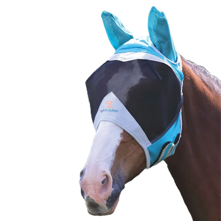 Fliegenmaske Fine Mesh mit Ohren Teal/Grau in der Gruppe Fliegenschutz / Fliegenhauben bei Equinest (SH6662_K_r)