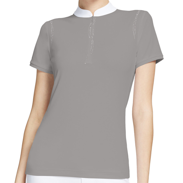 Turniershirt Leia Crystal SS Hellgrau in der Gruppe Reitbekleidung / Langarm- & Kurzarm-Shirts / Turniershirts bei Equinest (W-LEIAGR)