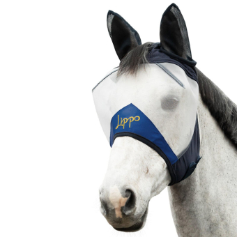 Fliegenhaube Pro med Öron Weiß/Marineblau