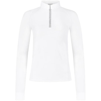 Turniershirt Classic Glitter Zipper Long Sleeve Weiß