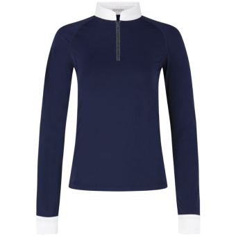 Turniershirt Classic Glitter Zipper Long Sleeve Marineblau