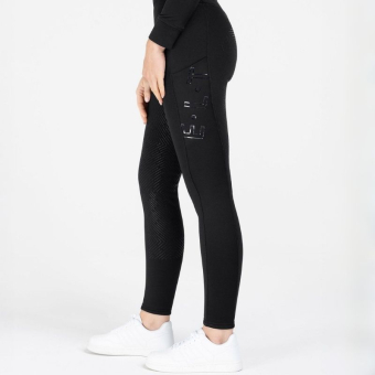 Winter-Reitleggings Rica Thermal Teddy Full Grip Schwarz
