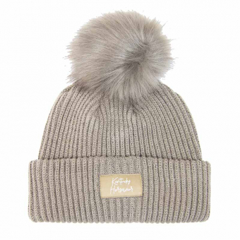 Mütze Beanie Pompom Beige