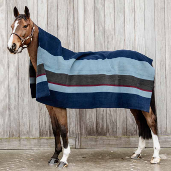 Fleece-Decke Heavy Square Streifen Marineblau