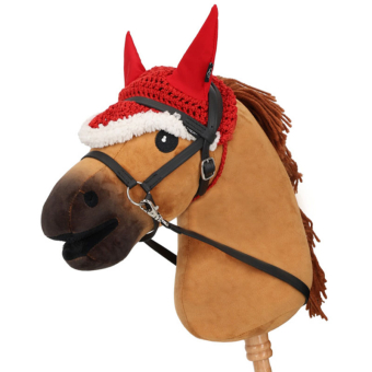 Haube für Steckenpferd Christmas Rot/Weiß