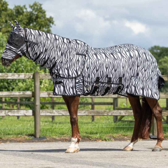 Fliegendecke mit abnehmbarem Hals und Haube Zebra Schwarz/Weiß