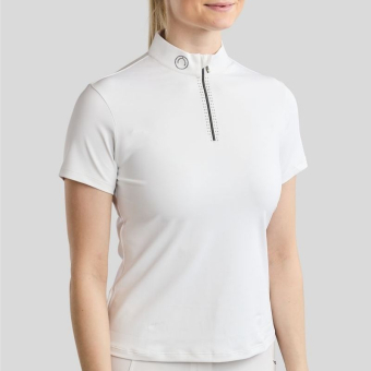 Turniershirt MoMaddy Short Sleeve Gun Metal Crystals Weiß