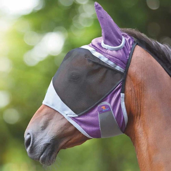 Fliegenmaske Deluxe mit Ohren Lila