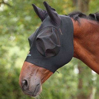 Fliegenmaske Stretch mit Ohren Schwarz