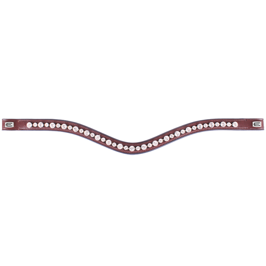 Stirnband E-Logo & Weiße Kristalle Braun/Silber