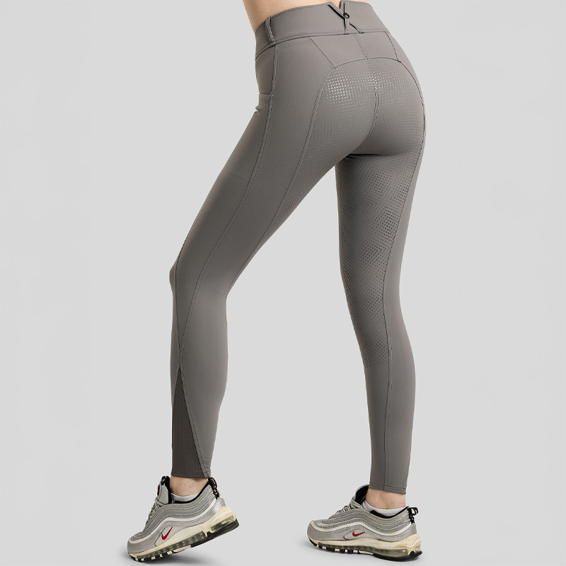 Reithose MoZida Refined Gun Metal Crystals Full Grip Grau