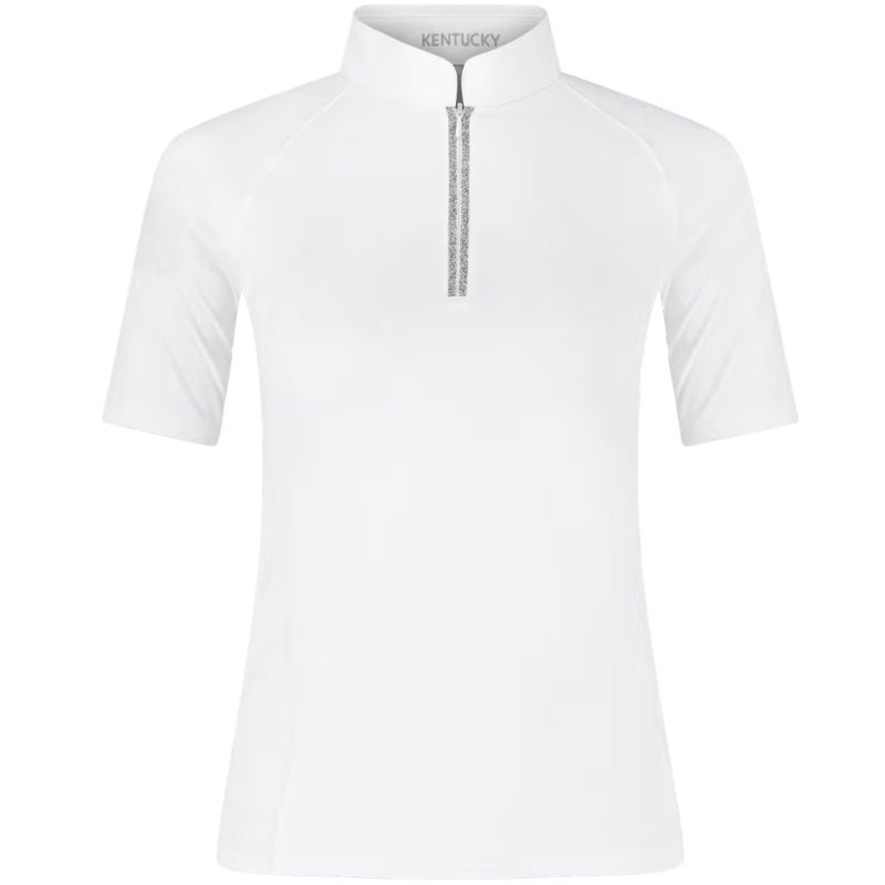Turniershirt Classic Glitter Zipper Short Sleeve Weiß