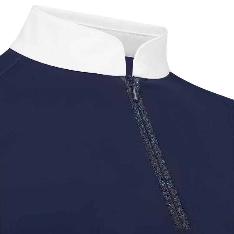Turniershirt Classic Glitter Zipper Short Sleeve Marineblau
