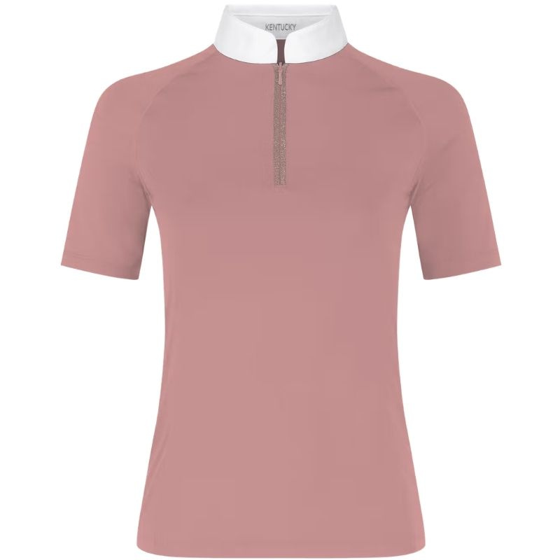 Turniershirt Classic Glitter Zipper Short Sleeve Altrosa