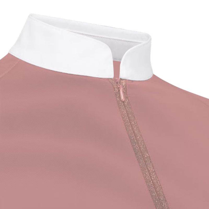 Turniershirt Classic Glitter Zipper Short Sleeve Altrosa