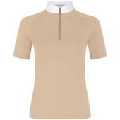 Turniershirt Classic Glitter Zipper Short Sleeve Beige Turniershirt Classic Glitter Zipper Short Sleeve Beige