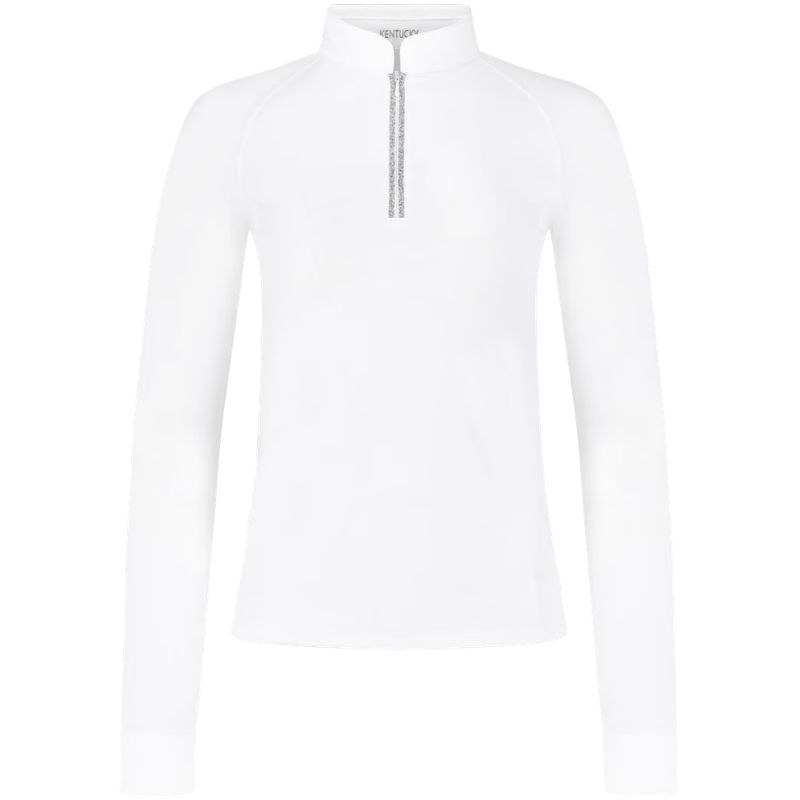 Turniershirt Classic Glitter Zipper Long Sleeve Weiß