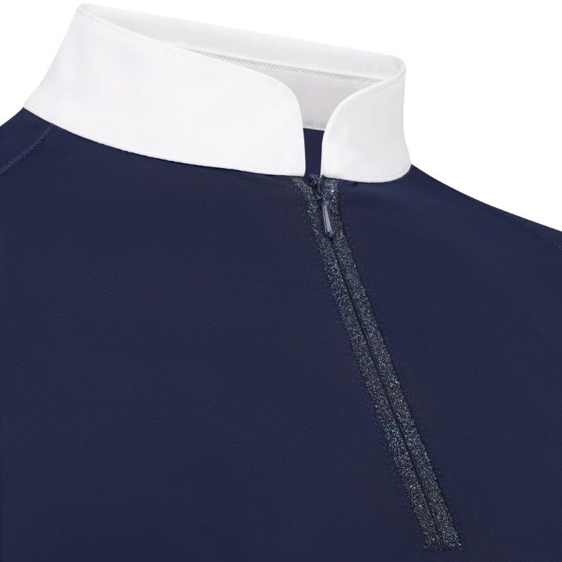 Turniershirt Classic Glitter Zipper Long Sleeve Marineblau