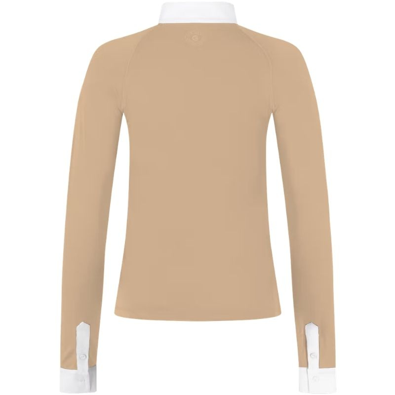 Turniershirt Classic Glitter Zipper Long Sleeve Beige