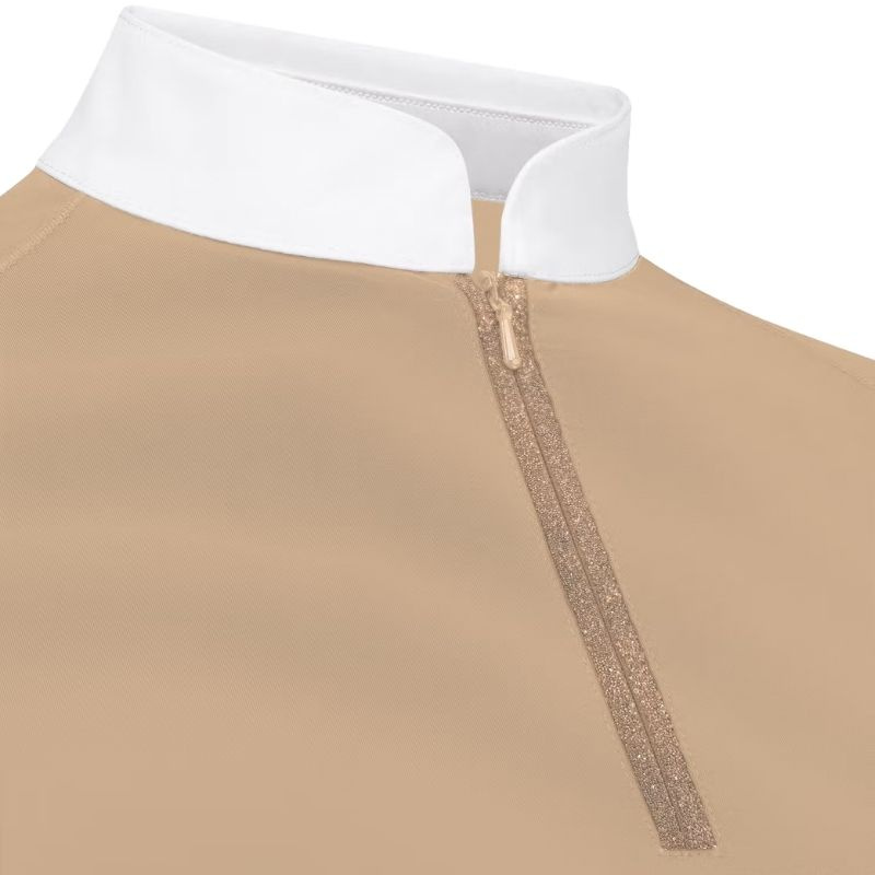 Turniershirt Classic Glitter Zipper Long Sleeve Beige