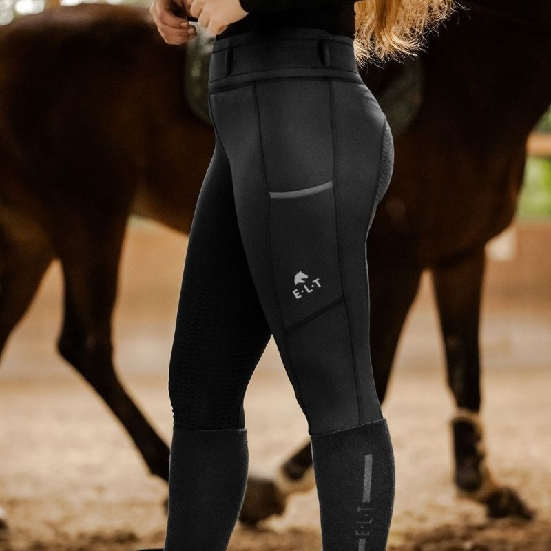 Winter-Reitleggings Ella Full Grip Schwarz