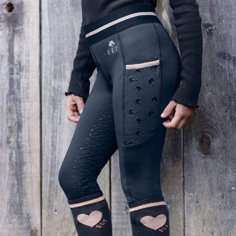 Winter-Reitleggings Kinder/Junior Lucky Leni Full Grip Marineblau