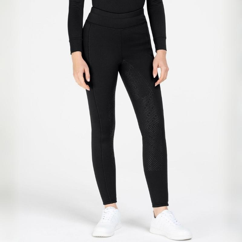 Winter-Reitleggings Rica Thermal Teddy Full Grip Schwarz