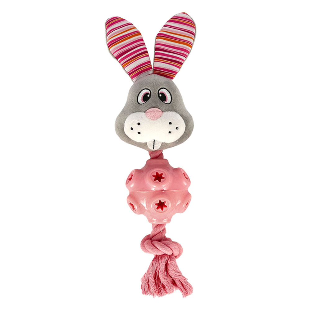 Hundespielzeug RabbeGummi Tau Grau/Rosa