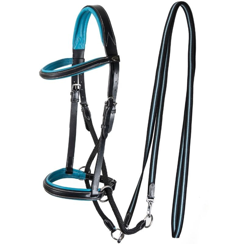 Gebisslose Trense Dietsji Cross-Under Schwarz/Blau