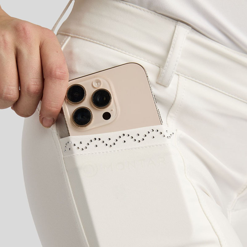 Reithose Kinder/Junior Crystals Full Grip Weiß
