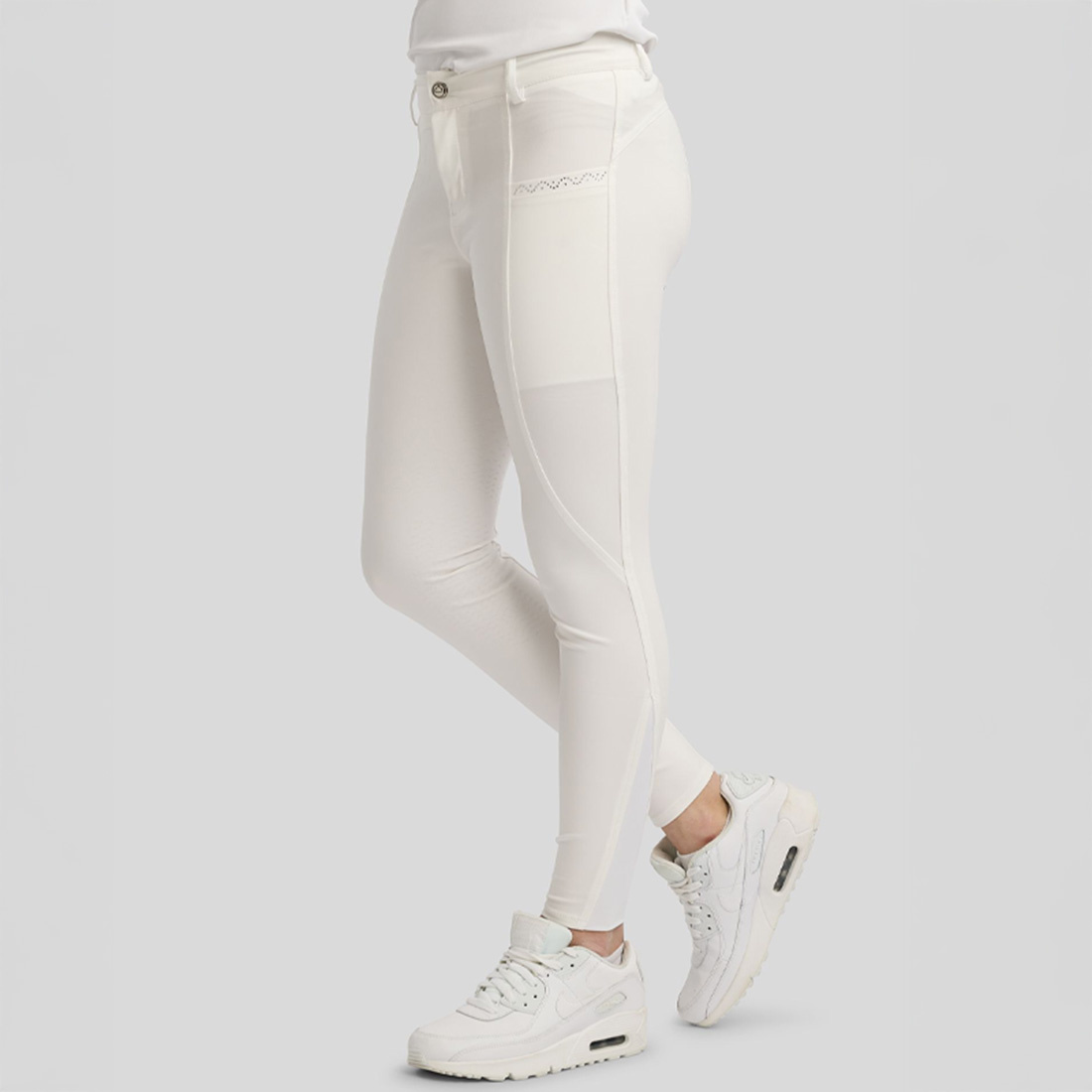 Reithose Kinder/Junior Crystals Full Grip Weiß