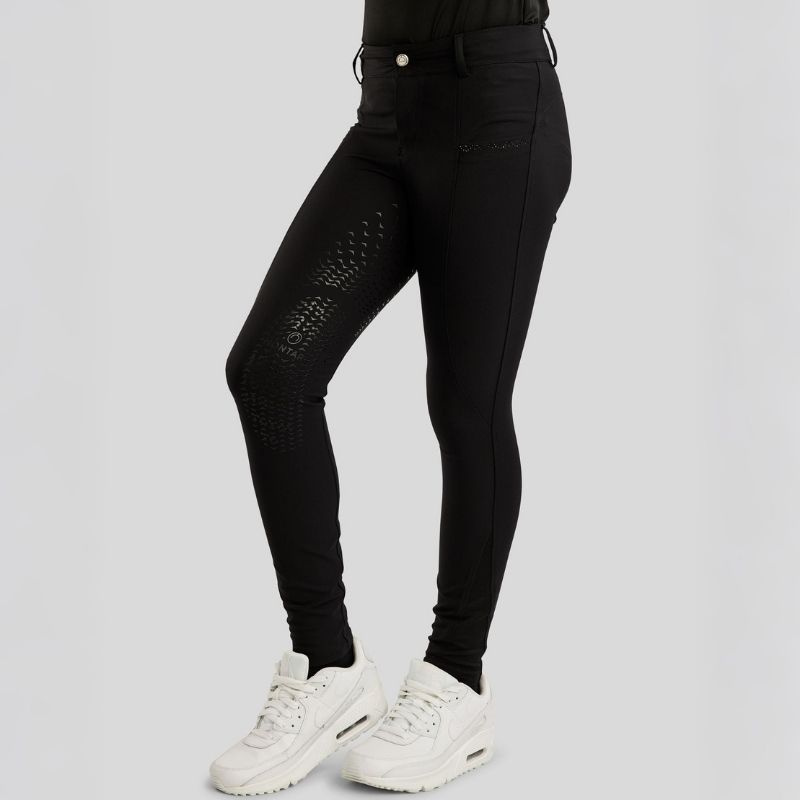 Reithose Kinder/Junior Crystals Full Grip Schwarz