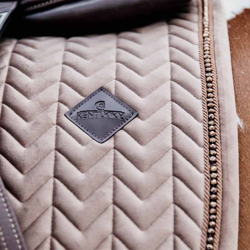 Dressurschabracke Samt Perlen Beige