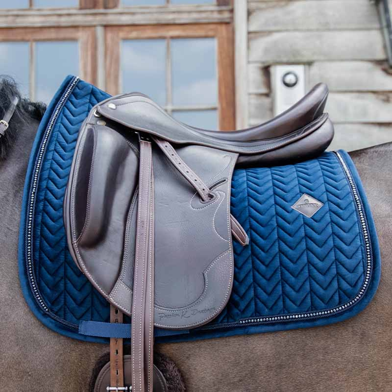 Dressurschabracke Samt Perlen Marineblau