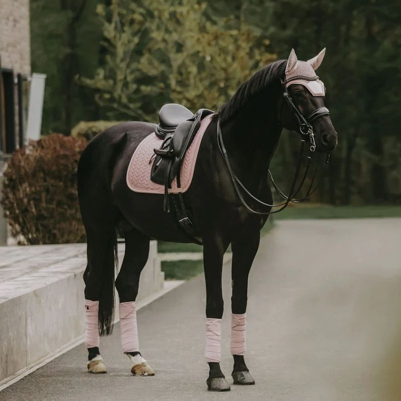 Dressurschabracke Samt Perlen Rosa