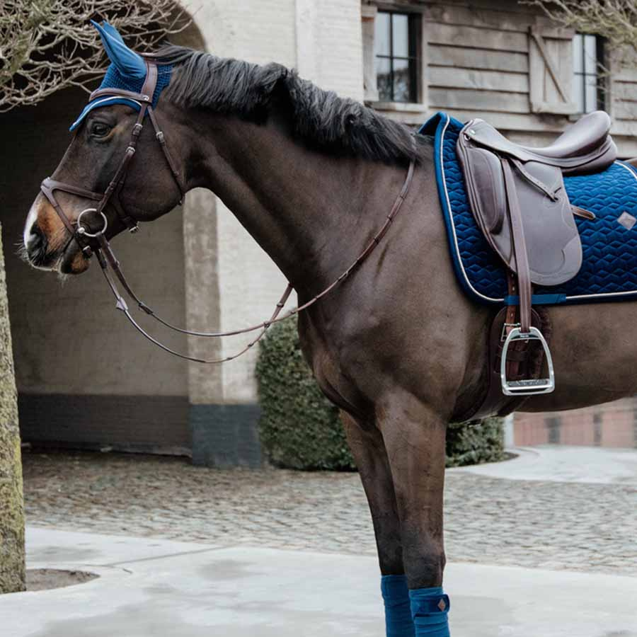 Fliegenhaube Wellington Basic Samt Marineblau