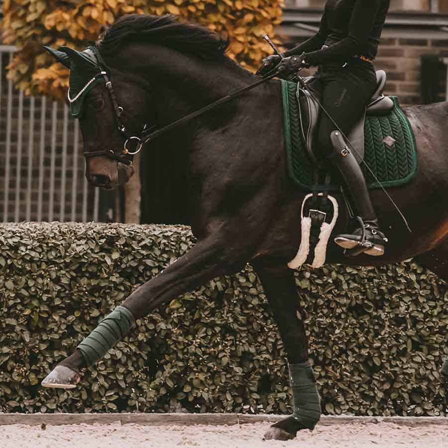 Fliegenhaube Wellington Samt Perlen Grün