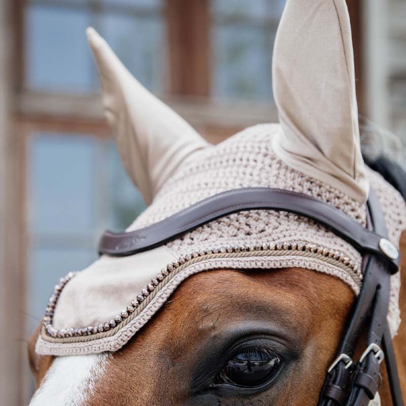 Fliegenhaube Wellington Velvet Pearls Beige