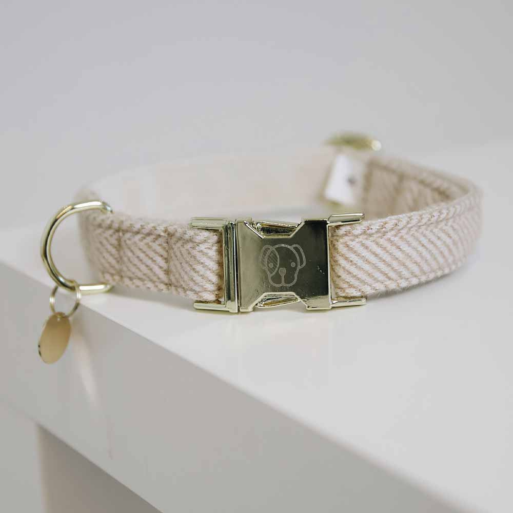 Hundehalsband Wolle Beige