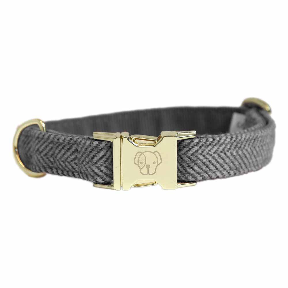 Hundehalsband Wolle Grau