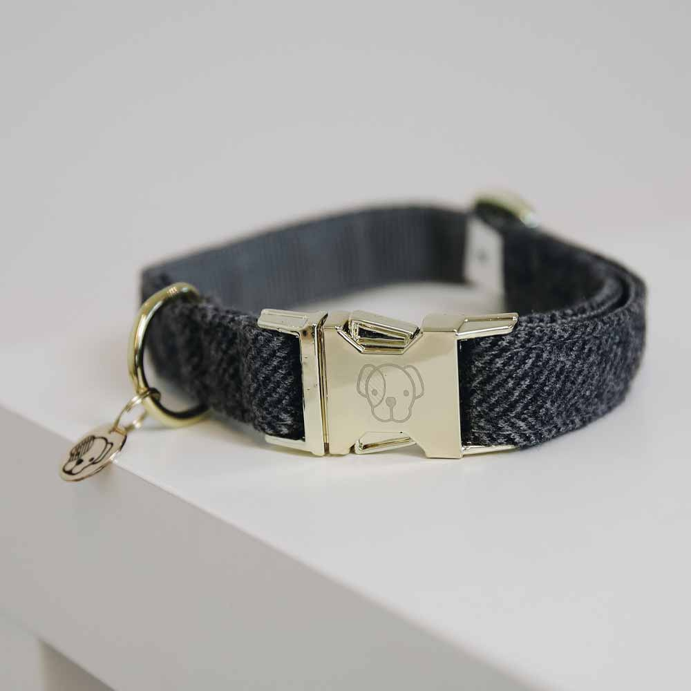 Hundehalsband Wolle Grau