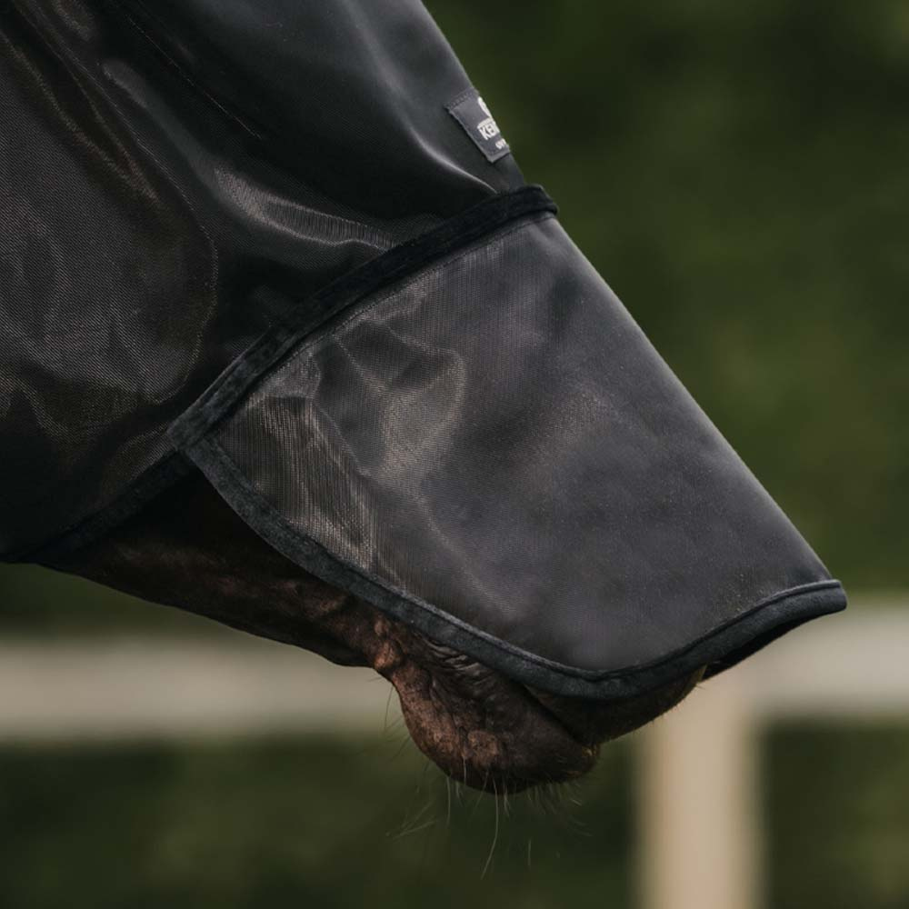Fliegenhaube Classic mit Ohren und Nase Schwarz