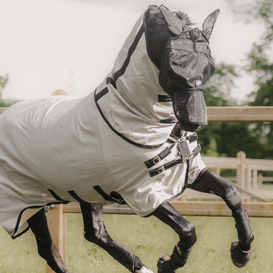 Fliegenhaube Classic mit Ohren und Nase Schwarz