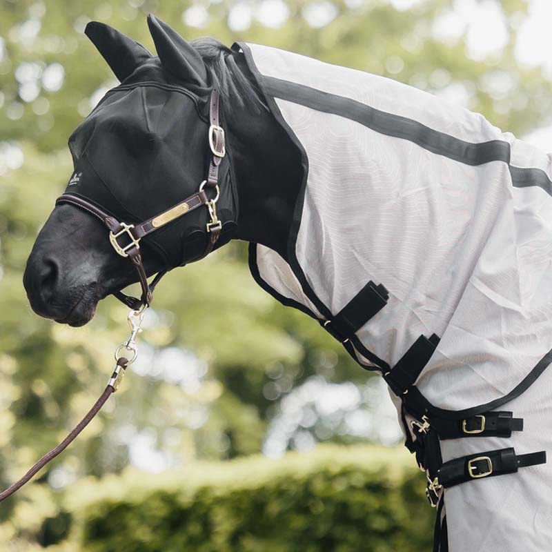 Fliegenhaube Classic mit Ohren Schwarz