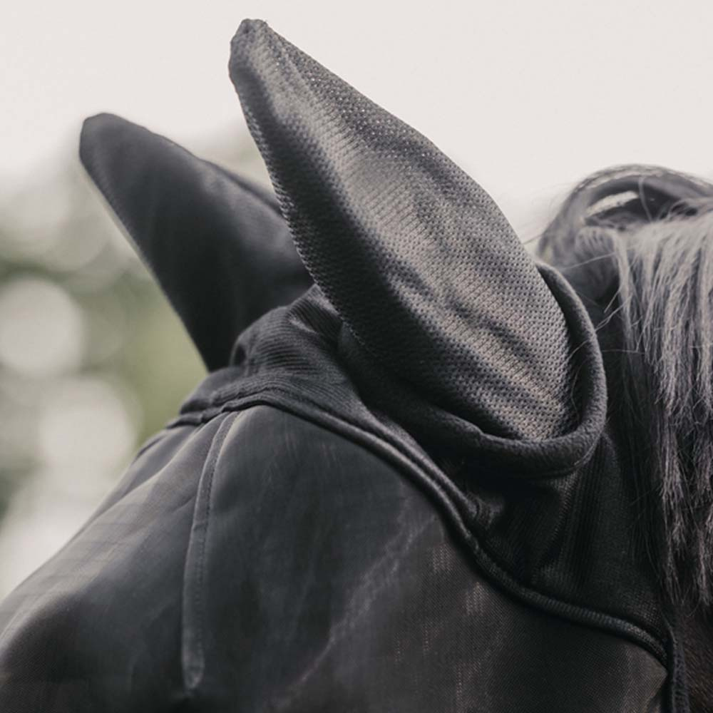 Fliegenhaube Classic mit Ohren Schwarz