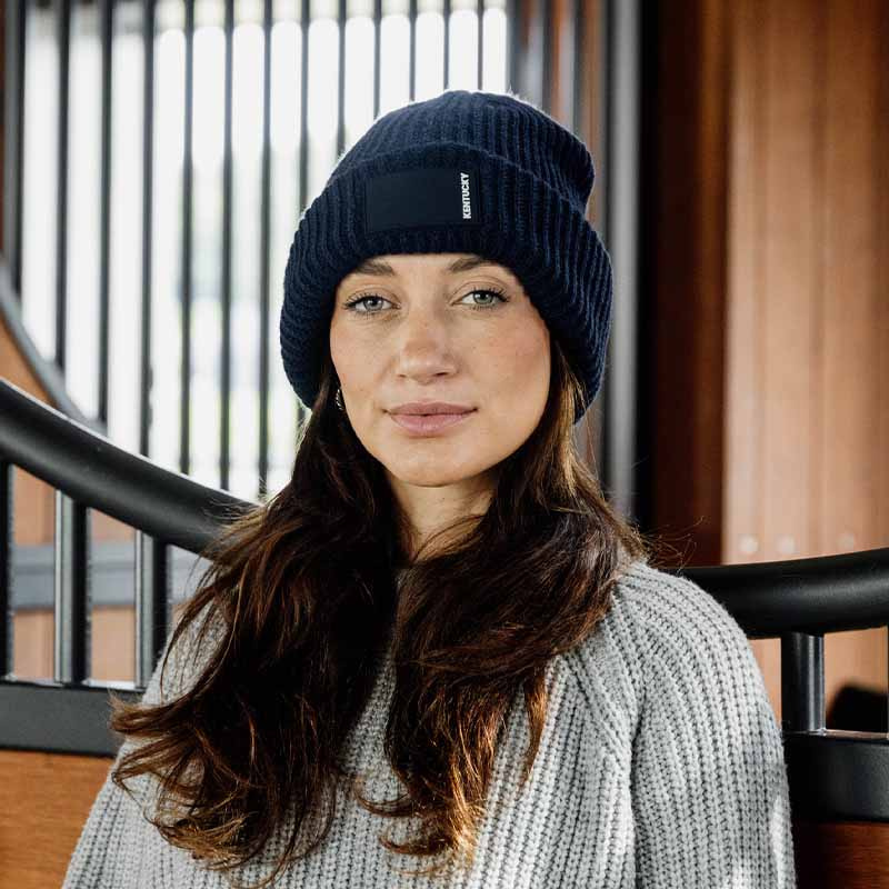 Mütze Beanie Rubber Logo Marineblau