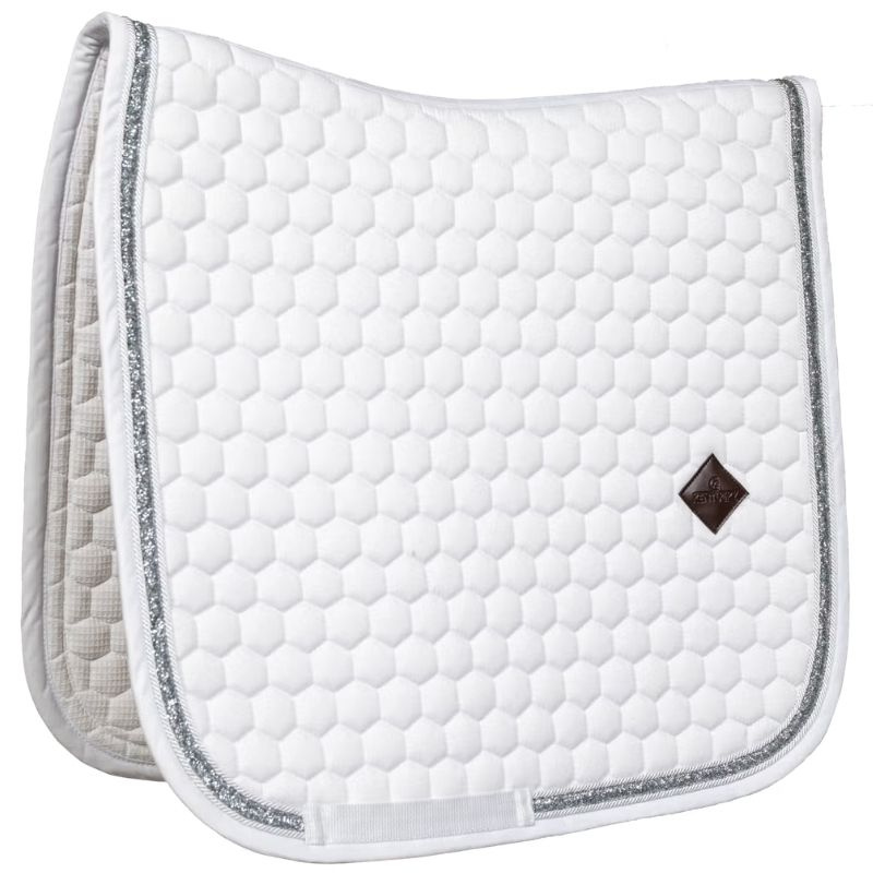 Dressurschabracke Glitter Band Weiß/Silber