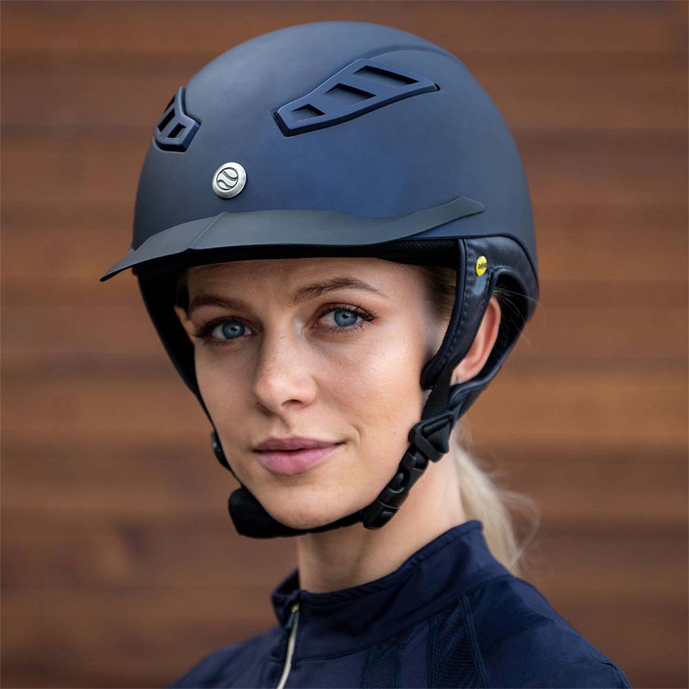 EQ3 Lynx Smooth Top Riding Helmet Navy Blue