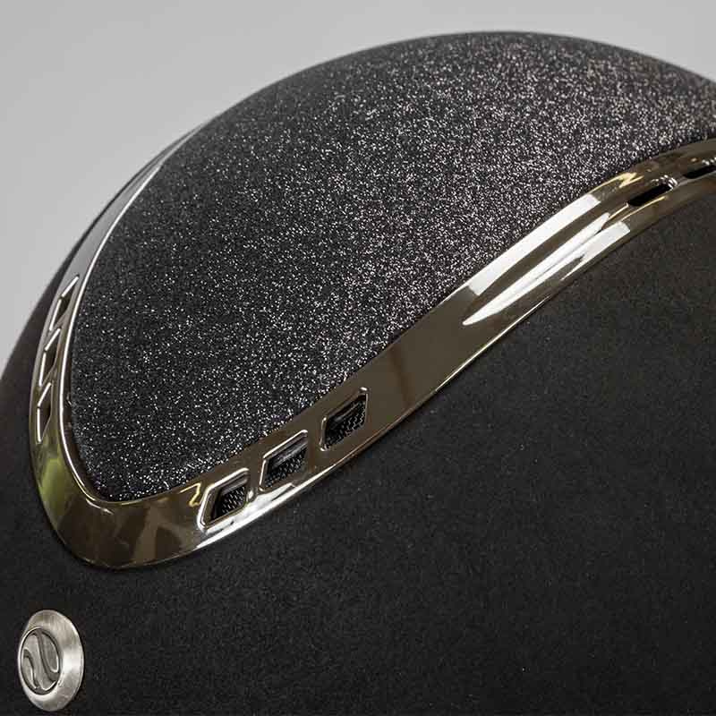 Reithelm EQ3 Pardus mit Schraube Microfiber Glitzer Schwarz Sand